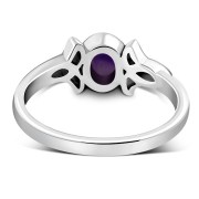 Thin Solid Silver Celtic Amethyst Ring, r329