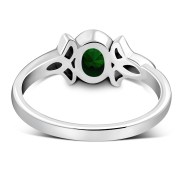 Thin Solid Silver Celtic Green CZ Ring, r329