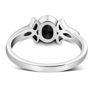 Thin Celtic Faceted Black Onyx Stone Ring, r329