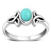 Turquoise Solid Sterling Silver Celtic Ring, r329