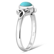 Turquoise Solid Sterling Silver Celtic Ring, r329