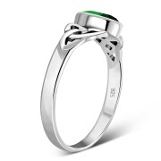 Silver Celtic Ring set w/ Green CZ, r369