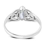 Mother of Pearl Shell Celtic Trinity Knot Silver Ring, R369