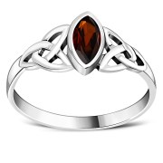 Silver Celtic Ring set w/ Garnet Stone, r369