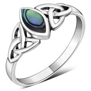  Abalone Shell Celtic Trinity Knot Silver Ring, r369