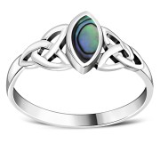  Abalone Shell Celtic Trinity Knot Silver Ring, r369