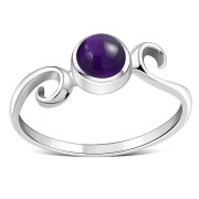 Amethyst Delicate Spiral Silver Ring, r390
