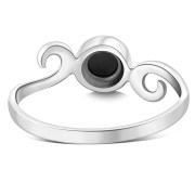 Black Onyx Delicate Spiral Silver Ring, r390