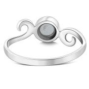 Rainbow Moonstone Delicate Spiral Silver Ring, r390