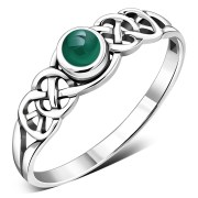 Green Agate Celtic Knot Silver Ring, r407