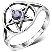 Amethyst Pentacle Womens Ring, r427