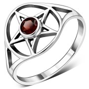Garnet Pentacle Womens Ring, r427