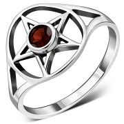 Garnet Pentacle Womens Ring, r427