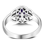 Amethyst Stone Solitaire Celtic Knot Silver Ring, r440