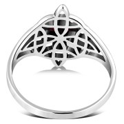 Garnet Stone Celtic Knot Silver Ring, r441