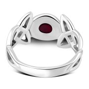 Celtic Trinity Knot Garnet Silver Ring, r442
