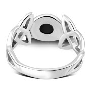 Trinity Knot Black Onyx Silver Ring, r442