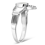 Celtic Claddagh Ring w Mother of Pearl, r446