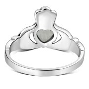 Celtic Claddagh Ring w Mother of Pearl, r446