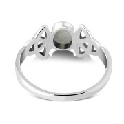 Celtic Trinity Knot Rainbow Moonstone Silver Ring, r462