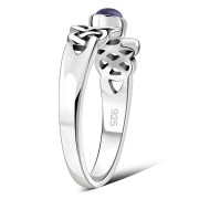 Amethyst Cab Celtic Silver Ring, r463