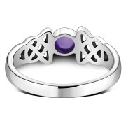 Amethyst Cab Celtic Silver Ring, r463