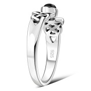 Black Onyx Cab Celtic Silver Ring, r463