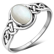 Celtic Stone Ring w Mother of Pearl, r464