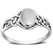 Celtic Stone Ring w Mother of Pearl, r464