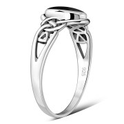 Celtic Stone Ring w Black Onyx, r464