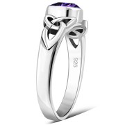 Amethyst CZ Trinity Knot Silver Ring, r465
