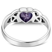 Amethyst CZ Trinity Knot Silver Ring, r465