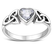 Clear CZ Trinity Knot Silver Ring, r465