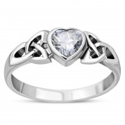 Clear CZ Trinity Knot Silver Ring, r465