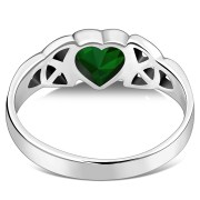 Green CZ Trinity Knot Silver Ring, r465