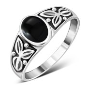 Native American Black Onyx Silver Ring, r472