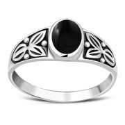 Native American Black Onyx Silver Ring, r472
