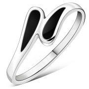 Black Onyx Silver Drops Ring, r476