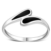 Black Onyx Silver Drops Ring, r476
