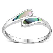 Abalone Shell Silver Drops Ring, r476