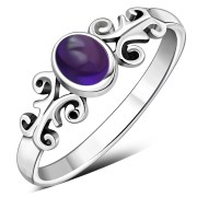 Ethnic Style Amethyst Stone Silver Ring, r480