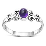 Ethnic Style Amethyst Stone Silver Ring, r480