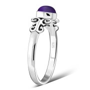 Ethnic Style Amethyst Stone Silver Ring, r480