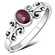 Ethnic Style Garnet Stone Silver Ring, r480