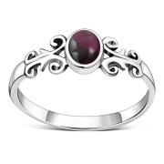 Ethnic Style Garnet Stone Silver Ring, r480