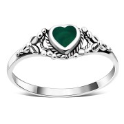 Heart Green Agate Sterling Silver Ring, r484