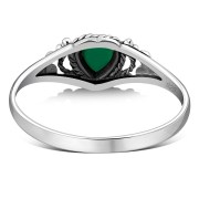 Heart Green Agate Sterling Silver Ring, r484