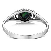 Ethnic Heart Abalone Sea Shell Silver Ring, r484