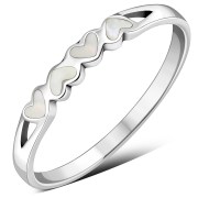Hearts Mother of Pearl Sterling Silver Ring, r485