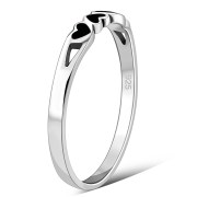 Hearts Black Onyx Silver Ring, r485